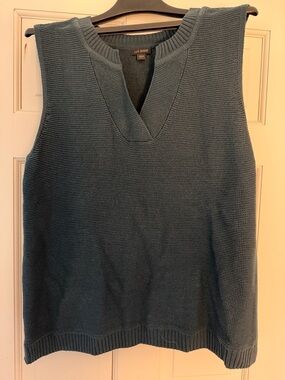 J. Jill Sleeveless V-Neck Knit Vest in Teal Blue
